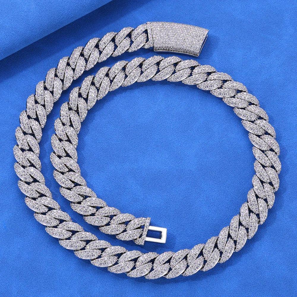 13mm Double Row Bubble Cuban Chain Rapper Iced Out Necklace - CaratixJewelry